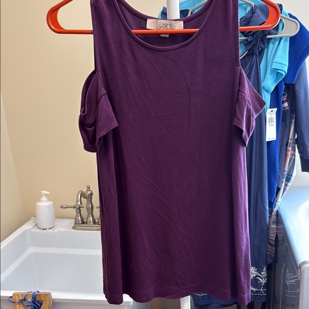LOFT Purple Cut Out Sleeveless Tank Top